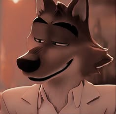 a cartoon wolf with an angry look on it's face and collared shirt