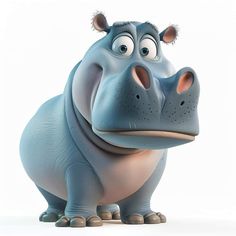 a cartoon hippopotamus looking at the camera