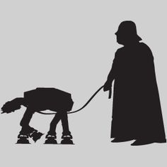 a silhouette of a man pulling a dog on a leash