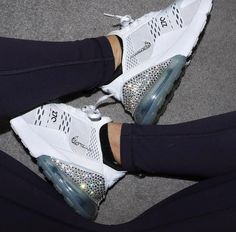 Womens Nike Air Max 270, Nike Air Max 270 White, Bling Nike Shoes, Air Logo, All White Sneakers, Wedding Sneakers, Custom Bling, Navy Hoodie, Air Max Women