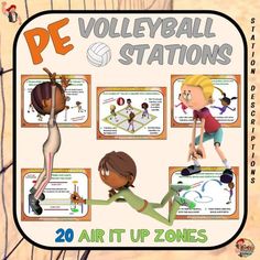 the poster shows people playing volleyball in different positions