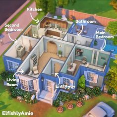 an image of a house with all the rooms labelled