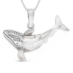 A Super Silver whale pendant on a chain inspired by the Santa Cruz ocean. Silver Pendant, 925 Sterling Silver, Sterling Silver, Chain, Pendant, Silver