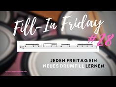 the words fill in friday are shown above drum heads and drumsticks with music notes