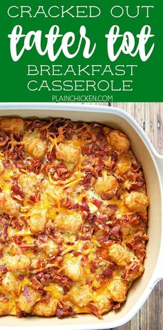 a casserole dish with bacon and cheese in it