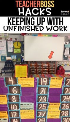 a classroom desk with lots of numbers on it and the words teachers hacks keep up with