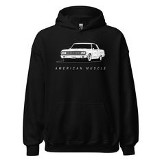 an american muscle car on a black hoodie