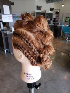 Updo For Festival, 80s Punk Hairstyles For Women, Braided Punk Hairstyles, Punk Hair Braids, Punk Rock Curly Hairstyles, Punk Hair Long Hairstyles, Viking Style Updo, Viking Bubble Braid, Metal Festival Hairstyles