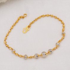 Please click -- Learn more about this item -- below for a full description 22k gold chain bracelet chain handmade jewelry made in India 22k yellow gold chain bracelet handmade jewelry for women Pretty gift for women, Indian gold 22kt jewelry Christmas Present  length is 6.75 Inch approx.  width is 5 / 2 millimeter approx.   weight is 4.45 grams approx. please message me if you have any query.                                      Returns & exchanges & Cancellations              If any return or C Yellow Gold Plated Chain Bracelet With Gold Beads, Gold Bracelet For Festivals, Yellow Gold Plated Bracelets For Festivals, Festive Gold-plated Bracelet, Gold Plated Bracelet With Gold Beads, 22k Gold Bracelets For Festive Occasions, 22k Yellow Gold Chain Bracelet As Gift, 22k Yellow Gold Chain Bracelet Gift, Yellow Gold 22k Chain Bracelet Gift