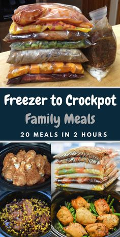 freezer to crockpot family meals with text overlay