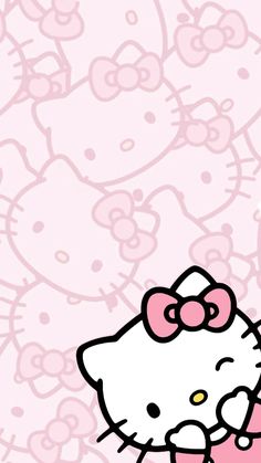 the hello kitty wallpaper is pink and white