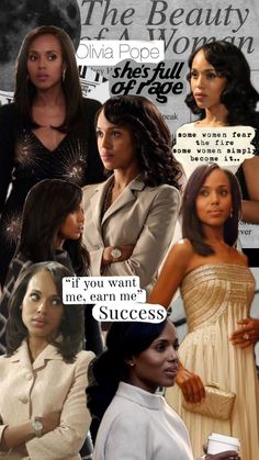 several different pictures of women in suits and one has a caption that reads, if you want me earn me success