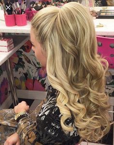 Curly Homecoming Hairstyles, Down Hairstyles For Long Hair, Curled Hair, Balayage Blonde, Prom Hairstyles For Long Hair, Hair Done, 100 Human Hair Wigs, Long Blonde