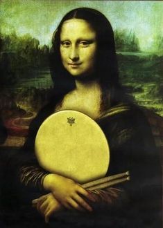 a painting of the monaine holding a drum