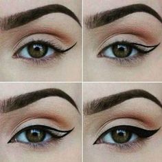 Makeup eyeliner feline winged eye 55+ Ideas #makeup #eye #feline Teknik Makeup, Eyeliner Glitter, Eyeliner Tips, Winged Eyeliner Tutorial, Winged Eye, Make Up Tutorials, Eye Makeup Looks, Simple Eyeliner