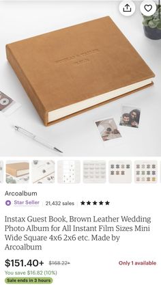 an instax guest book, brown leather wedding photo album for all instant film sizes