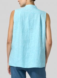 Linen Mandarin Collar Vest Clothing Aesthetic, Collar Vest, Summer Design, Mandarin Collar, Hot Summer, Summer Days, Plus Size Fashion, Sleeveless Top, Tunic Tops