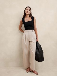 Everywhere Ponte Square-Neck Top | Banana Republic Internship Outfit, Summer Business Casual Outfits, Business Casual Summer, Stylish Work Attire, Corporate Outfits, Business Casual Outfits For Work, Summer Work Outfits