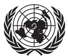 the united nations logo is shown in blue