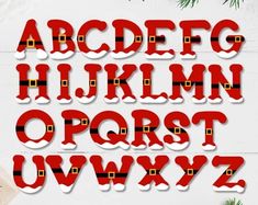 christmas font and numbers with santa hats