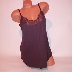 Soma Camisole Tank Top Medium Solid Lace Trim Burgundy Brown Shelf Bra Sleepwear New With Tags *Bundle To Save Chavonne11 080424 Soma Intimates, Tank Top Camisole, Shelf Bra, Women's Intimates, Lace Trim, Pajamas, Tank Top, Trim, Tank Tops