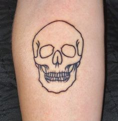 minimal outlined skull tattoo on inner forearm Minimal Skull, Outline Skull Tattoo, Skull Outline Tattoo, Skull Simple Tattoo, Simple Line Work Tattoo For Men, Skull Tattoo Minimalist, Minimal Skull Tattoo, Line Work Tattoo Men