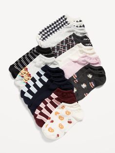 includes 12 pairs of ankle socks rib knit openings comfortable stretch notched toe seams online exclusive one size Good Birthday Presents, Ankle Socks Women, Sock Drawer, Chic Pants, Sock Game, Fuzzy Socks, Women's Socks, Striped Socks, Compression Socks