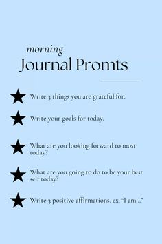 prompts to start the day journal, journaling, morning routine, morning journal, morning prompts, healthy routine, healthy lifestyle, wellness, wellness lifestyle, lifestyle Healthy Journal Prompts, What To Journal About In The Morning, Best Morning Journal Prompts, Healthy Lifestyle Morning Routine, Bed Time Journal Prompts, Quick Journal Prompts, Morning Routine Bullet Journal, Morning Prompts, Productive Era