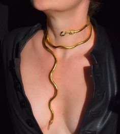 Gold Snake Necklace, Snake Choker Necklace, Spine Tattoos, Snake Jewelry, Snake Necklace, Art Tattoos, Makeup Room, Classy Jewelry