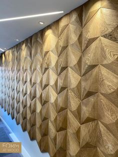 an office wall with wooden panels on it