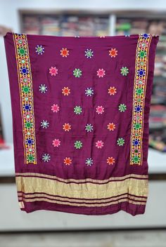 Purple Cotton silk dupatta with mirror work Cheap Dupatta With Zari Work For Puja, Luxury Purple Cotton Silk Dupatta, Kids Wear Boys, Silk Dupatta, Traditional Sarees, Mirror Work, Signature Collection, Cotton Silk, Kids Wear