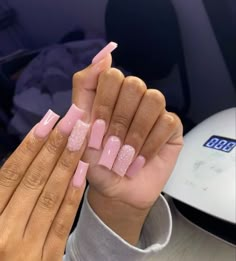 Pink Nails Birthday Short, Light Pink Birthday Nails Acrylic, Black And Pink Tapered Square Nails, Cute Nail Designs Light Pink, Light Pink Short Nails Acrylic, Soft Pink Acrylic Nails With Design, Pink Birthday Nails Acrylic Short, Pink Birthday Nails Medium, Cute Nails Acrylic Short Pink