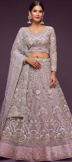 Purple and Violet color Lehenga in Net fabric with Embroidered, Thread, Zari work Purple Net Lehenga, Net Lehenga Choli, Reception Lehenga, Net Blouses, Bollywood Lehenga, Lehenga Online, Net Lehenga, Lehenga Blouse, Ghagra Choli