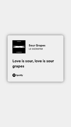 a black and white business card with the words love is sour, love is sour