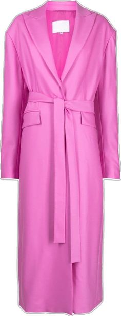 Spring Business Wool Coat With Belted Cuffs, Chic Wool Coat With Belted Cuffs And Lapel Collar, Chic Fitted Wool Coat With Belted Cuffs, Elegant Spring Outerwear With Tie Waist, Fall Blazer With Tie Waist And Long Sleeves, Chic Spring Wool Coat With Belt, Fall Long Sleeve Blazer With Tie Waist, Elegant Long Coat With Tie Waist, Chic Pink Wool Coat