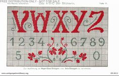 a cross stitch pattern with the word wyzyz written in red on it