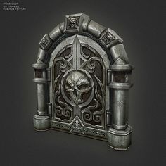 an image of a gothic gate with a skull on it