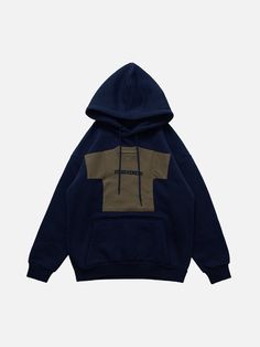 Majesda® - American Retro Fun Patchwork Velvet Hoodie - 1929- Outfit Ideas - Streetwear Fashion - majesda.com Patchwork Velvet, Hoodies Collection, Hip Hop Fashion 90s, Sleeve Placket, Velvet Hoodie, 90s Fashion Grunge, Navy Outfit, Baby Tees Y2k, Y2k Baby Tee