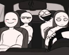 three people sitting in the back seat of a car, one is wearing a mask