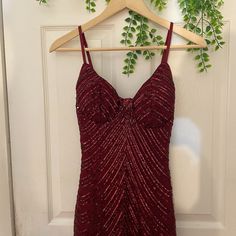 - New With Tags - Deep Red Sequin Dress - Midi Length - Adjustable Straps Auburn Dress, Medi Dress, Dresses Windsor, White Lace Midi Dress, Red Sequin Dress, Gold And Black Dress, Asymmetrical Midi Dress, Velvet Midi Dress, Sequin Midi Dress