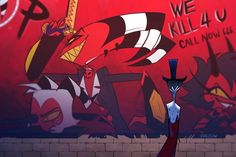 #helluvaboss #stolas #blitz #millie #moxie Let Him Go, Vivziepop Hazbin Hotel, Letting Go Of Him, Optimus Prime, Hotel Art, Fan Art, Art