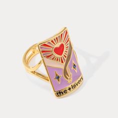 Draw on your inner strength with our Tarot Ring. Carefully crafted from brass, this elegant accessory is sure to add a touch of sophistication to your wardrobe. Durable and timeless, the Tarot Ring is the perfect way to empower your spirit. The idea of Tarot Ring comes from signs of tarot cards. If you like astrology jewelry, this meaningful ring is a wonderful gifts for anyone. You can order it in Selenichast jewelry shop. DETAILS Plating: 18K Gold Materials: 18K Gold on Brass, Cubic Zirconia S Meaningful Rings, Sacred Jewelry, Blossom Bracelet, Astrology Jewelry, Gifts For Anyone, Talisman Necklace, Diamond Evil Eye, Evil Eye Earrings, The Lovers