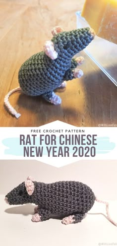 a crocheted rat for chinese new year is shown with the caption free crochet pattern