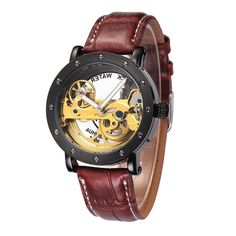 Color: brown black Mechanical Watch Men, Tourbillon Watch, Skeleton Watches, The Hollow, Transparent Design, Skeleton Watch, Stainless Steel Band, New Classic, Mechanical Watch