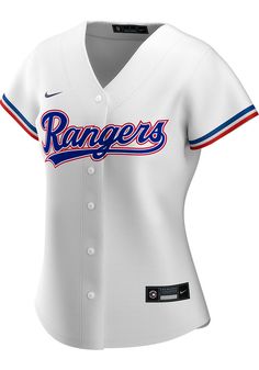 a women's baseball jersey with the word rangers on it