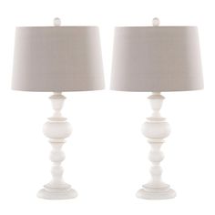 two white table lamps on a white background