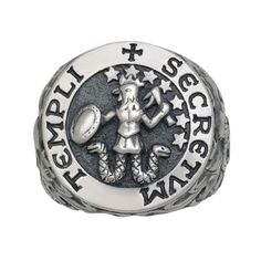 HANDCRAFTED ABRAXAS KNIGHT TEMPLAR STERLING SILVER 925 MENS RING Original unique design with beautiful details and amazing art work. Intricately detailed lines and antique, rustic finish all around. Weight around 18-20 grams. Rare piece, top quality, best craftsmanship, custom made. 925 sterling silver handmade Sigil of Abraxas men's ring. There is a very detailed and intricately designed frame that makes the ring an extremely rare and attractive piece. The face of the ring is crafted with the s Symbolic Rings With Polished Finish For Commemoration, Symbolic Engraved Ring For Commemoration, Symbolic Signet Ring For Commemoration, Symbolic Stamped Collectible Rings, Symbolic Silver Ring For Commemoration, Symbolic Rings With Oxidized Finish For Collectors, Silver Symbolic Engraved Ring For Commemoration, Symbolic Engraved Ring With Oxidized Finish, Symbolic Silver Engraved Ring For Commemoration