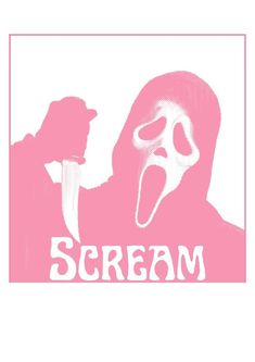 the scream movie poster is pink and white