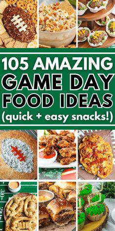 a collage of game day food and snacks