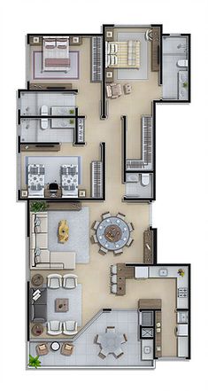 the floor plan for a two bedroom apartment with an attached kitchen and living room area